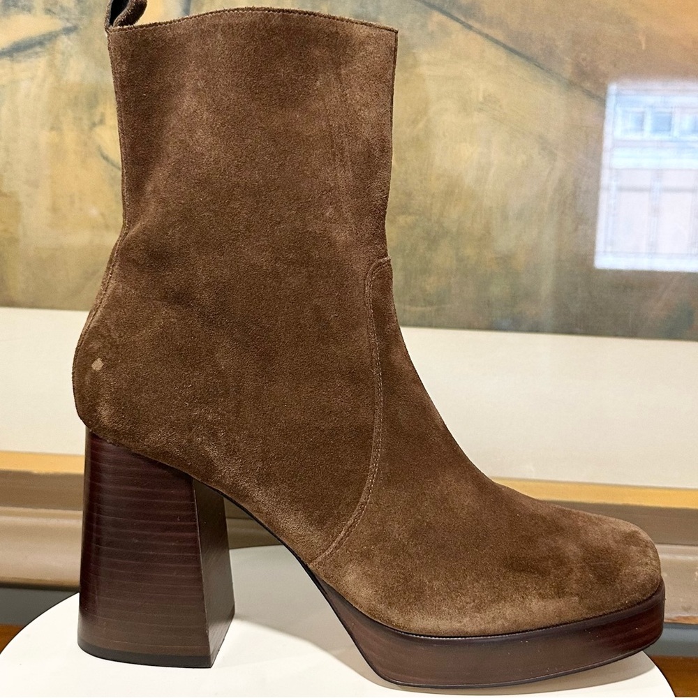 🌸MARC FISHER🌸 Marysa Block Heel Platform Bootie In Brown Size: 11M - Picture 3 of 15